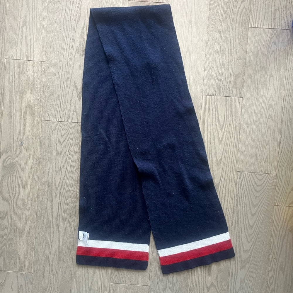 Fila Long Navy Knit Scarf with Red and White Accents Unisex
